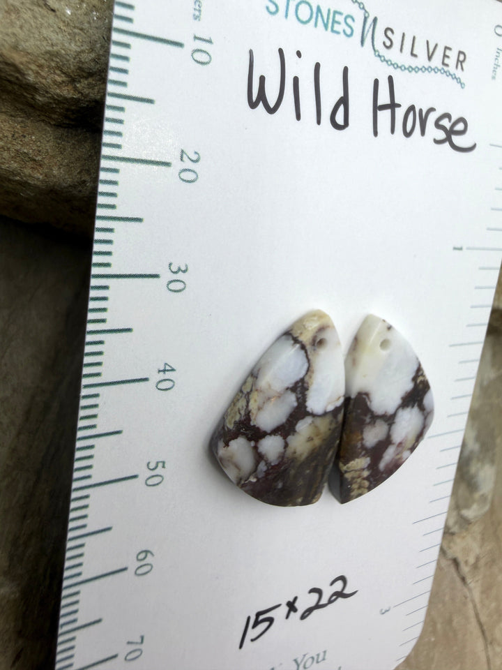 RARE Arizona Wild Horse Matching Earring Slab Bead Pair