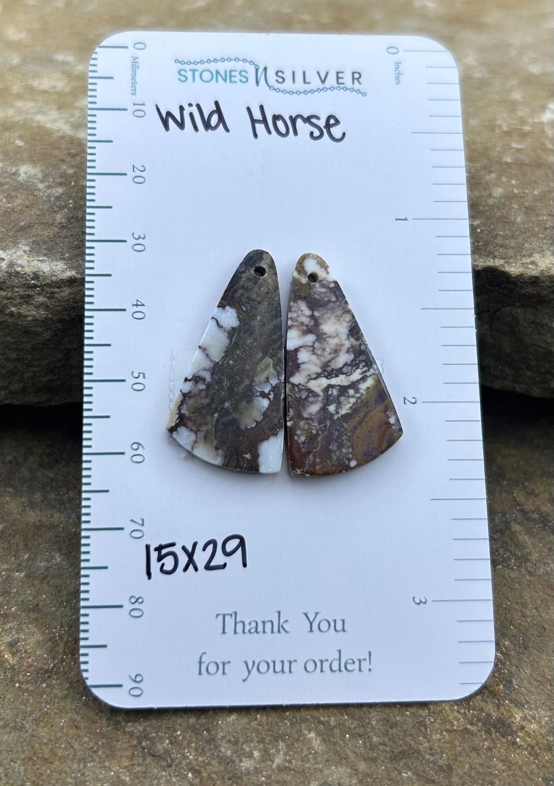 RARE Arizona Wild Horse Matching Earring Slab Bead Pair