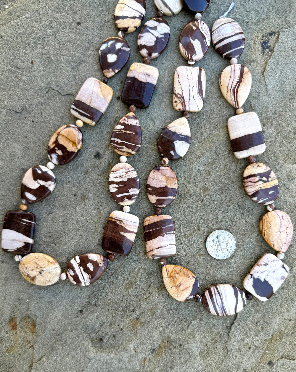 RARE Australian Zebra Stone Mixed Shape BIG Designer Strand