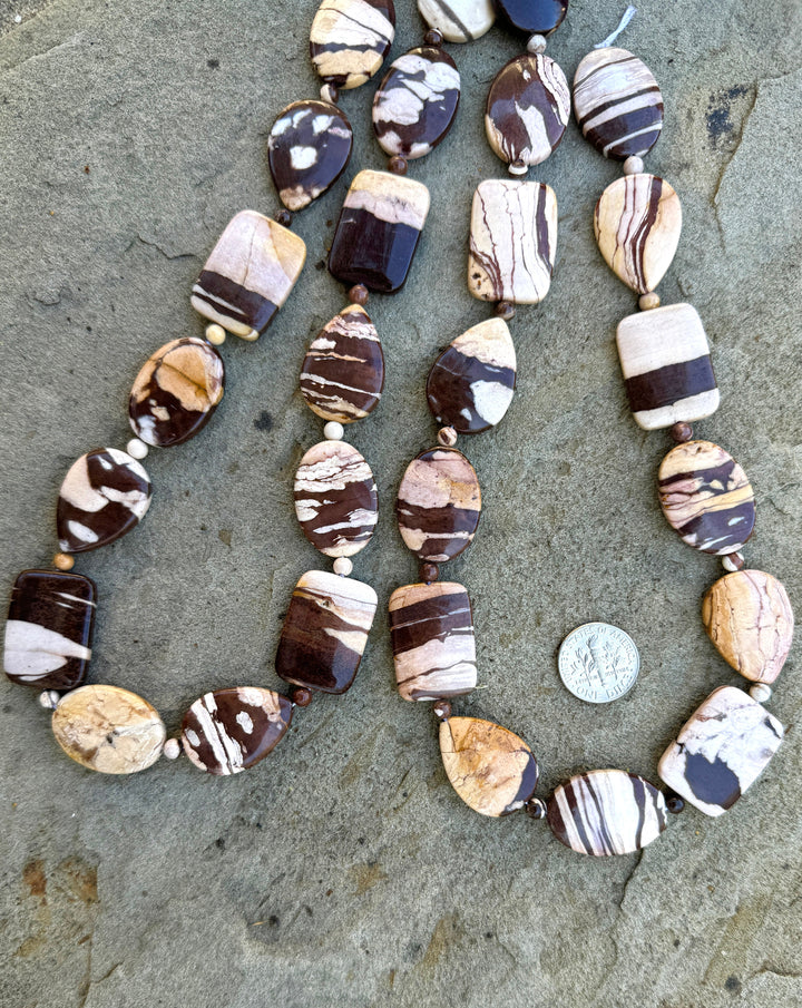 RARE Australian Zebra Stone Mixed Shape BIG Designer Strand