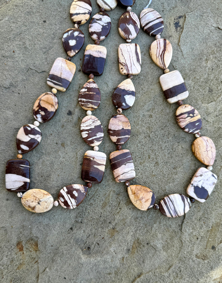 RARE Australian Zebra Stone Mixed Shape BIG Designer Strand