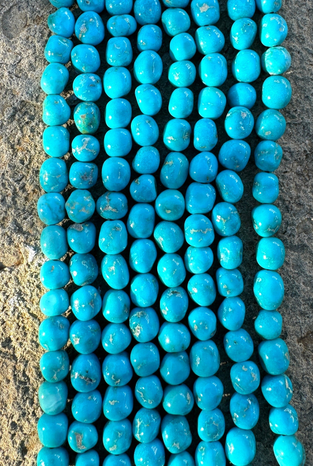 RARE Blue Ridge Turquoise (Nevada) 6mm Rounded Nugget Beads