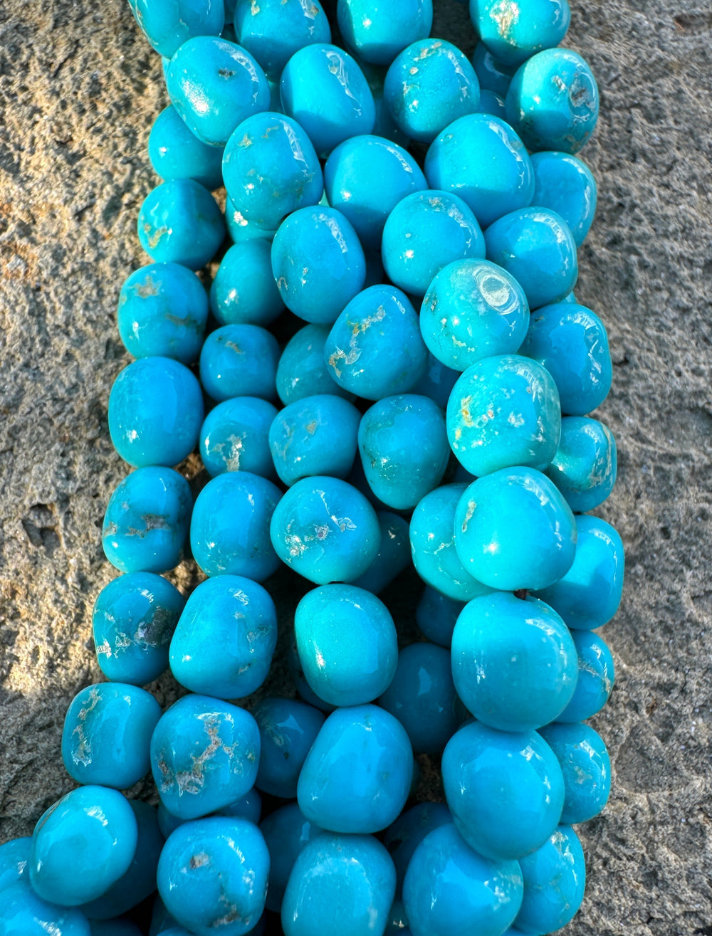 RARE Blue Ridge Turquoise (Nevada) 6mm Rounded Nugget Beads