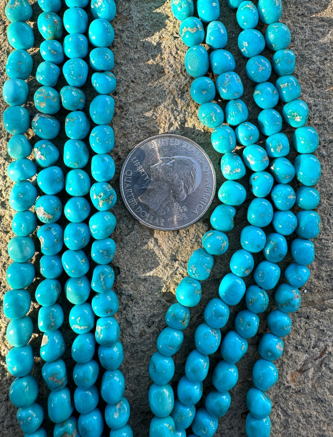 RARE Blue Ridge Turquoise (Nevada) 6mm Rounded Nugget Beads