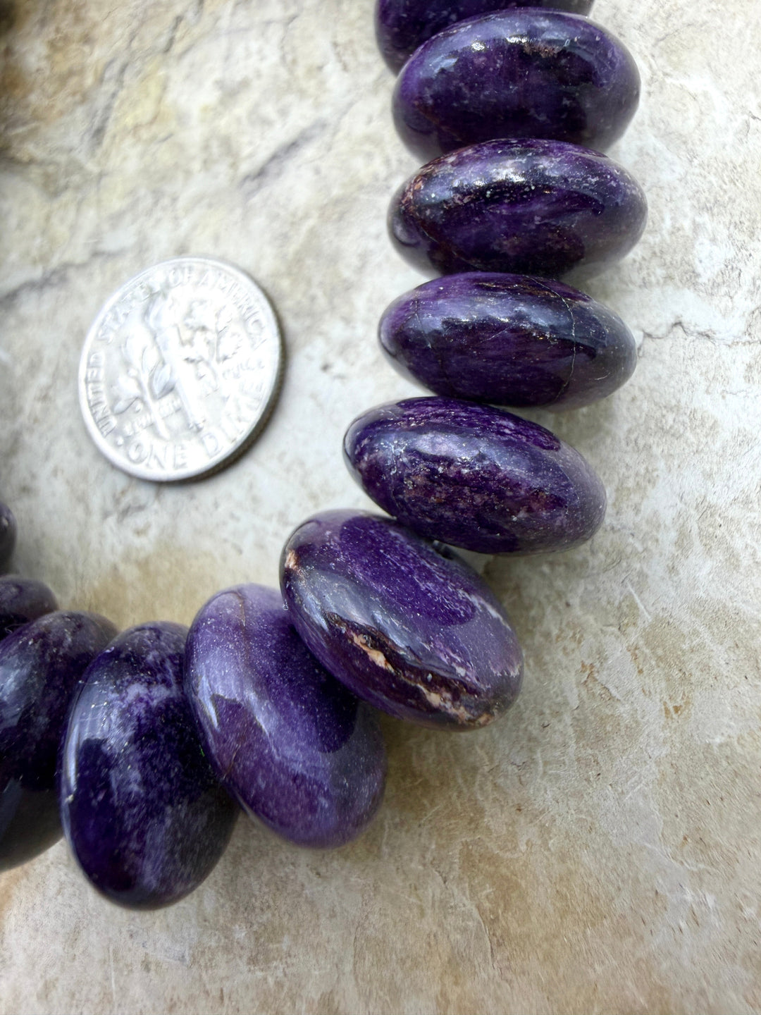 RARE Dark Purple Sugilite (South Africa) BIG Rondelle 14mm