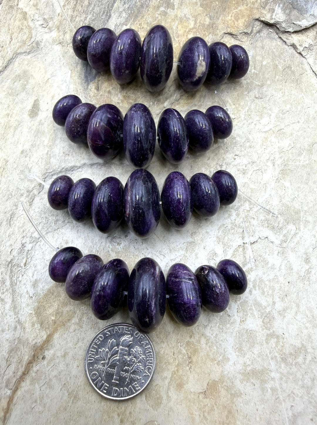 RARE Dark Purple Sugilite (South Africa) Graduated Rondelle