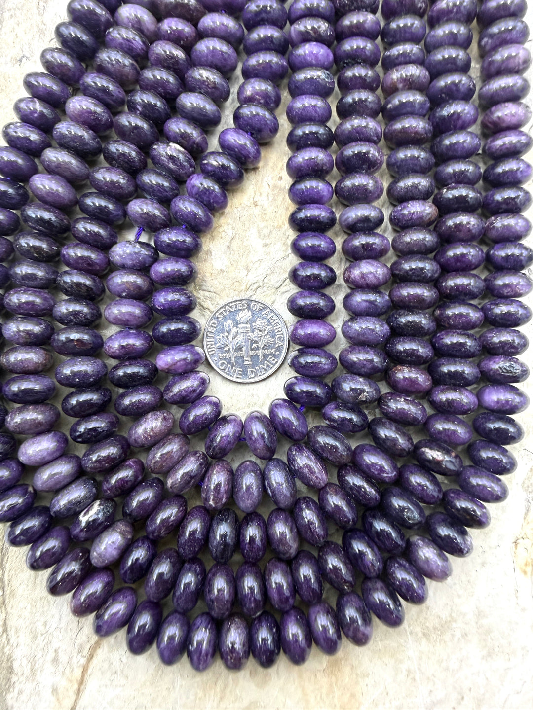 RARE Dark Purple Sugilite (South Africa) Rondelle 10mm