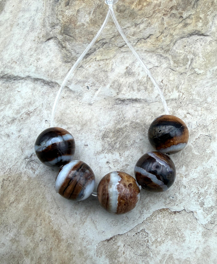 RARE Fossilized Woolly Mammoth Molar 10mm Beads Set of 5