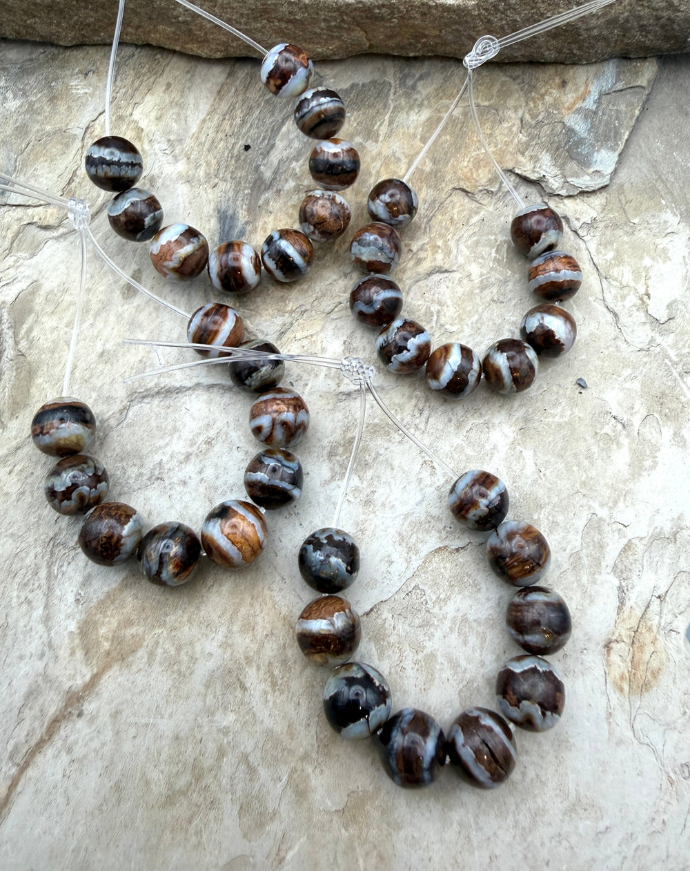 RARE Fossilized Woolly Mammoth Molar 10mm Beads Set of 9