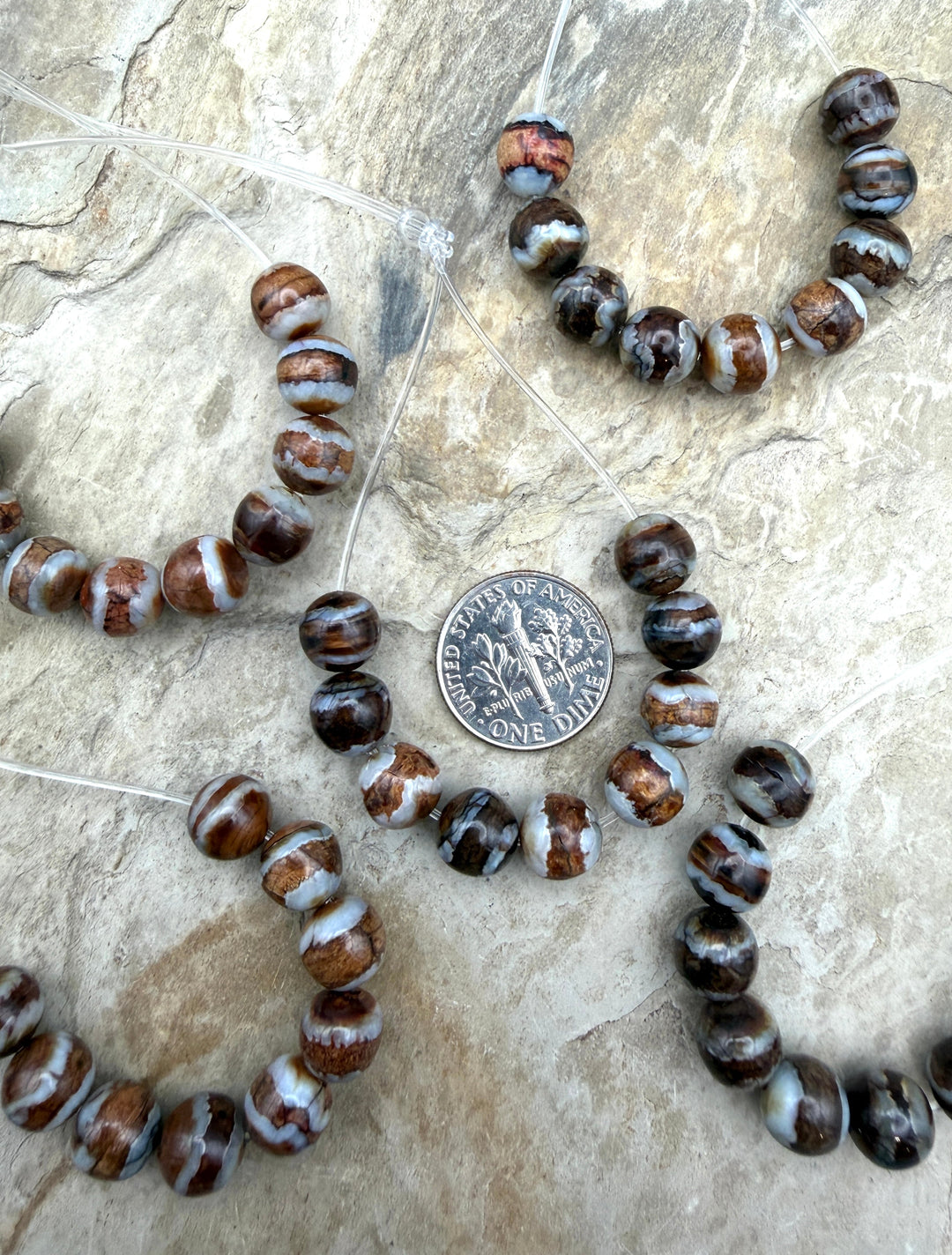 RARE Fossilized Woolly Mammoth Molar 8mm Beads Set of 9