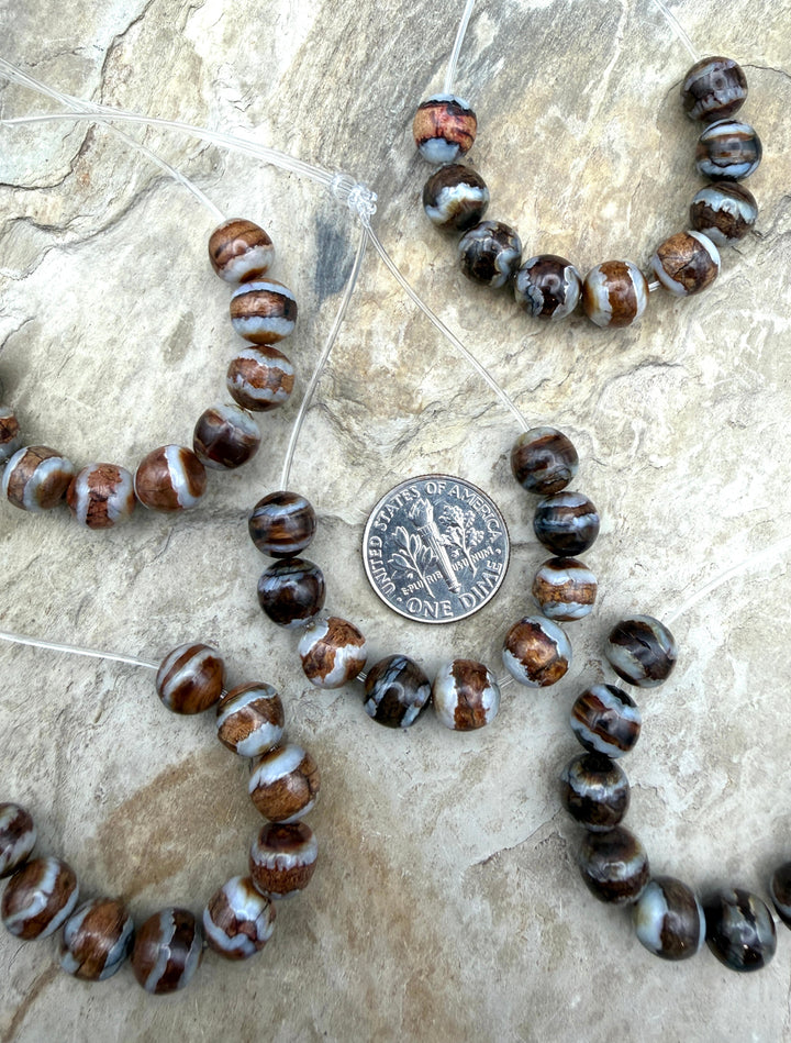 RARE Fossilized Woolly Mammoth Molar 8mm Beads Set of 9