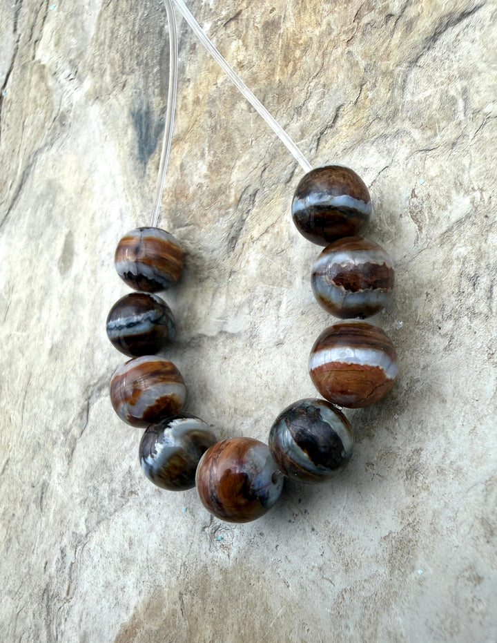 RARE Fossilized Woolly Mammoth Molar 8mm Beads Set of 9