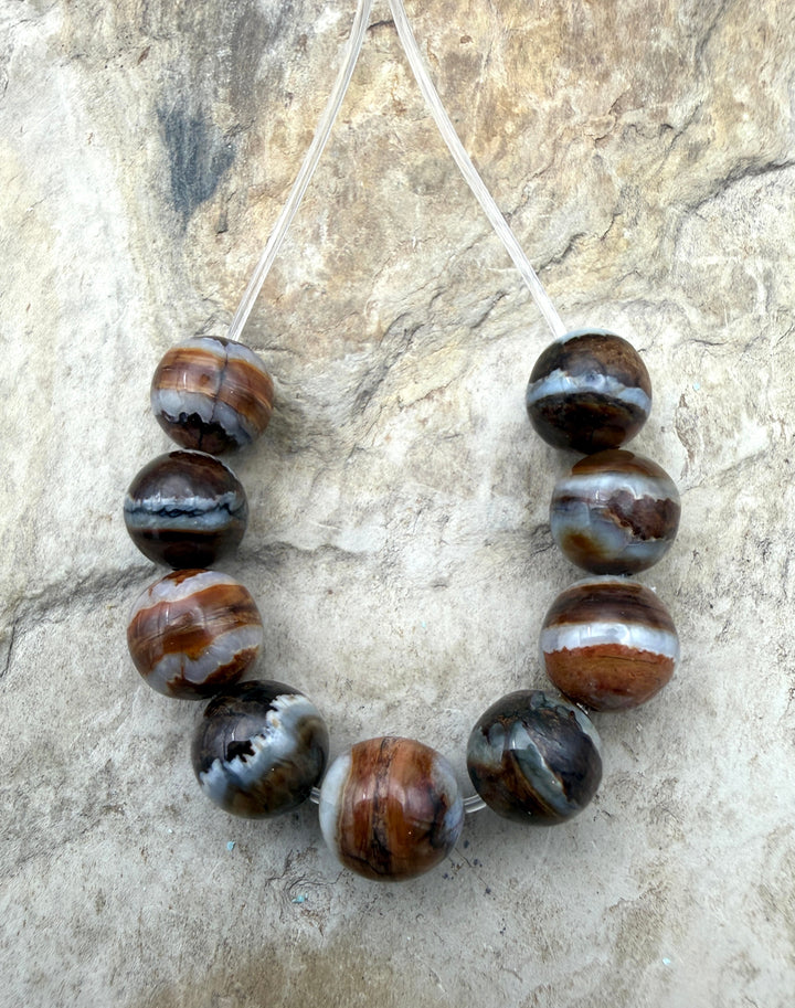 RARE Fossilized Woolly Mammoth Molar 8mm Beads Set of 9