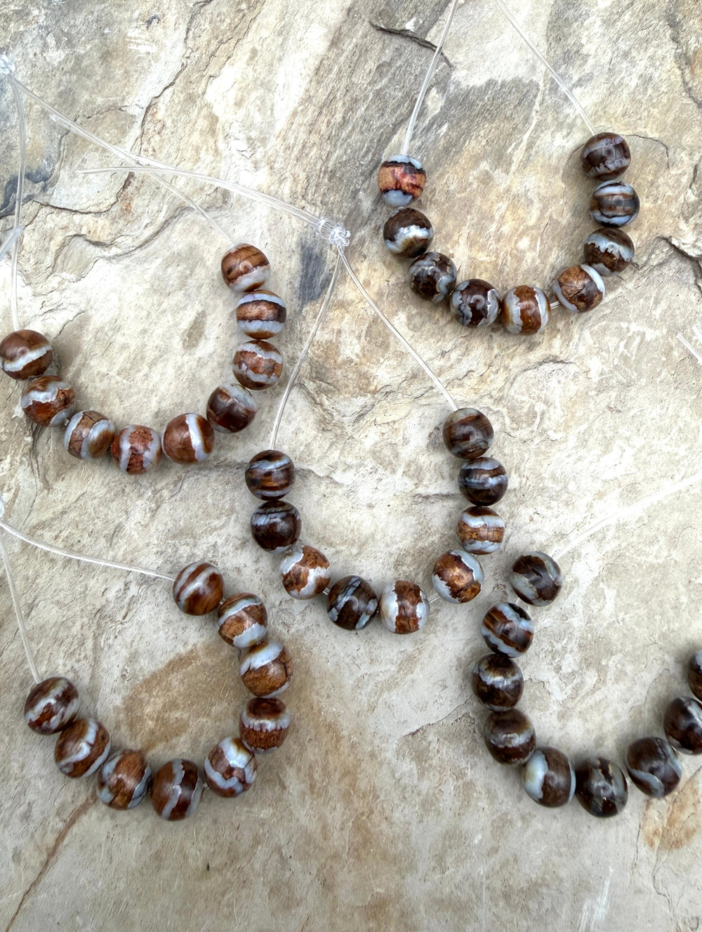 RARE Fossilized Woolly Mammoth Molar 8mm Beads Set of 9