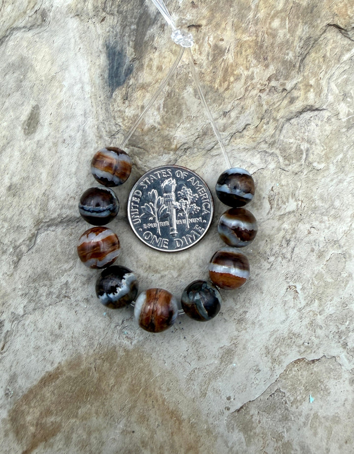 RARE Fossilized Woolly Mammoth Molar 8mm Beads Set of 9