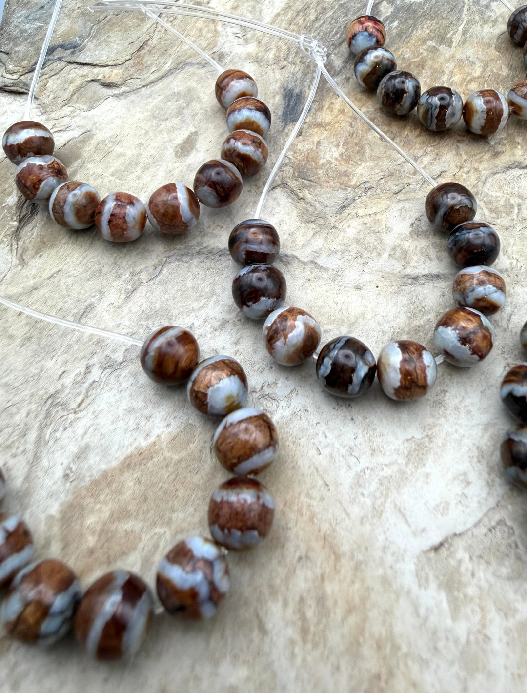 RARE Fossilized Woolly Mammoth Molar 8mm Beads Set of 9