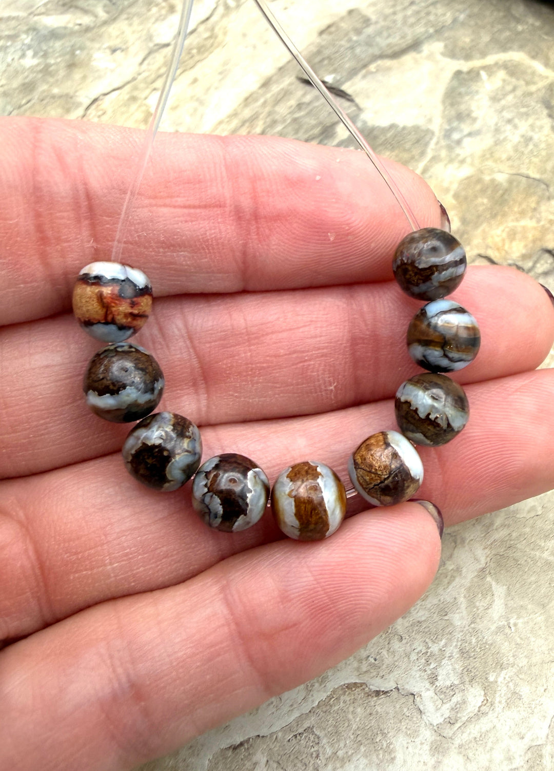 RARE Fossilized Woolly Mammoth Molar 8mm Beads Set of 9