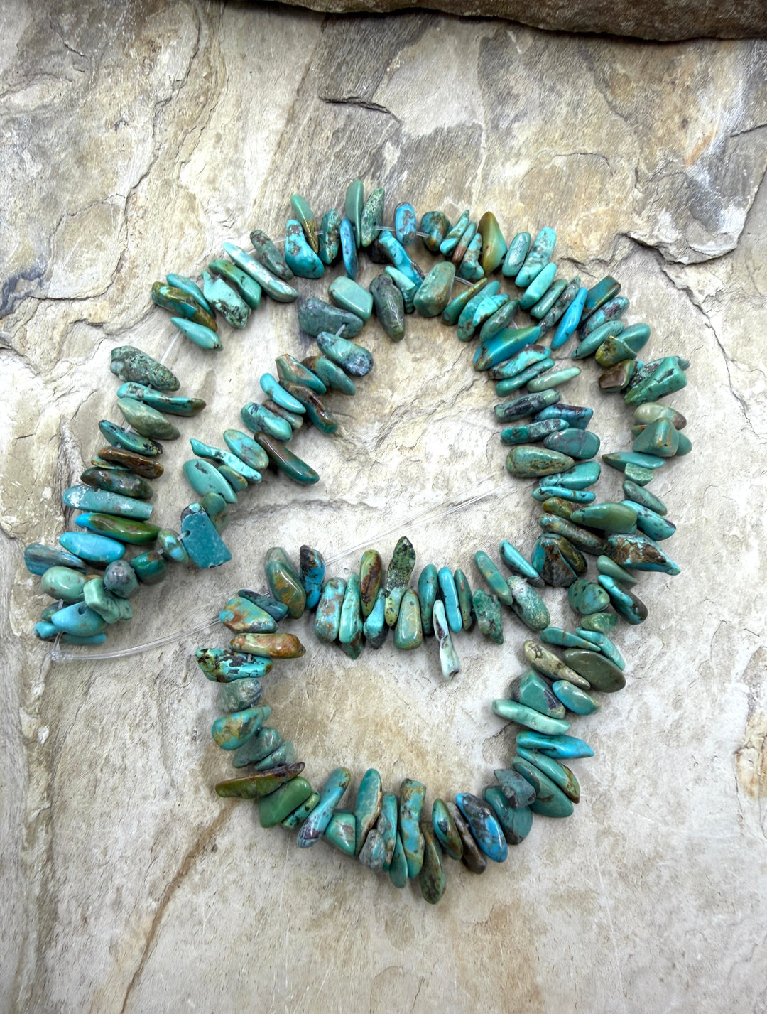 RARE Fox Turquoise (Nevada) Graduated 8-12mm Chip Beads 16