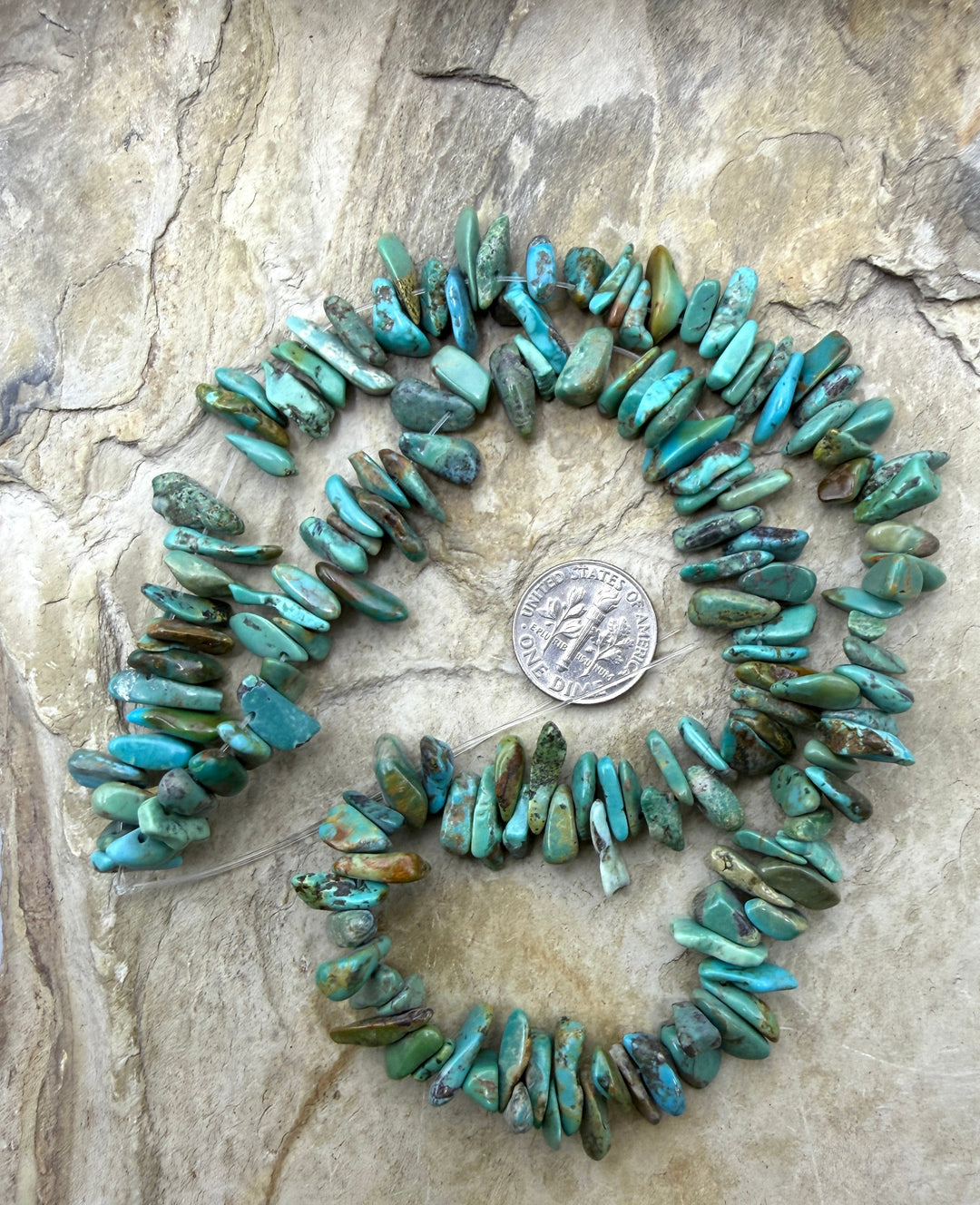 RARE Fox Turquoise (Nevada) Graduated 8-12mm Chip Beads 16