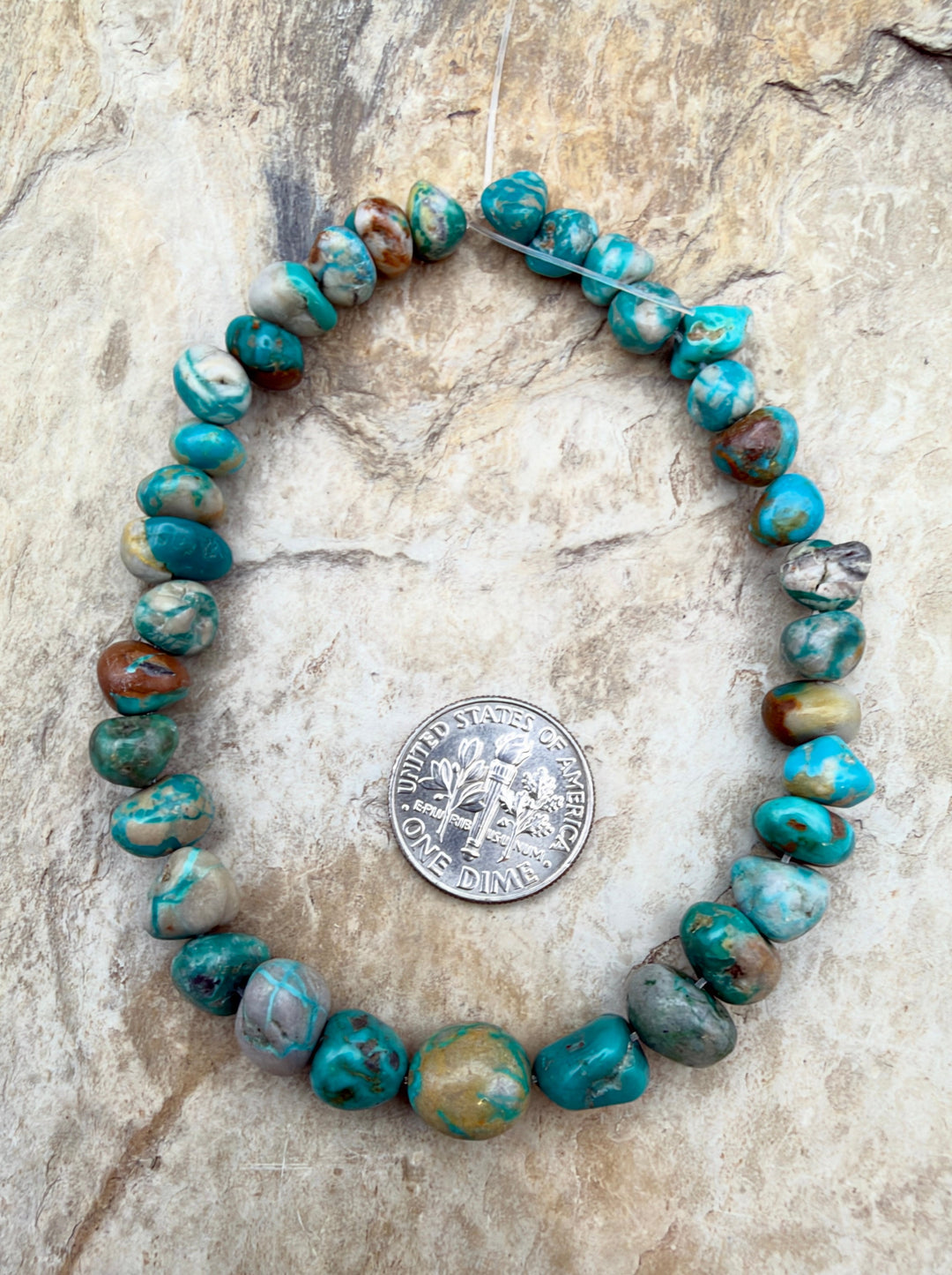 RARE Fox Turquoise (Nevada) Nugget Beads 6-9mm 8 Inch