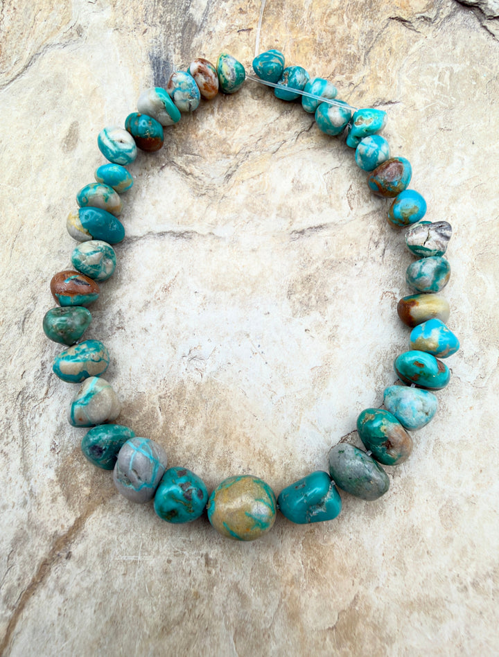 RARE Fox Turquoise (Nevada) Nugget Beads 6-9mm 8 Inch
