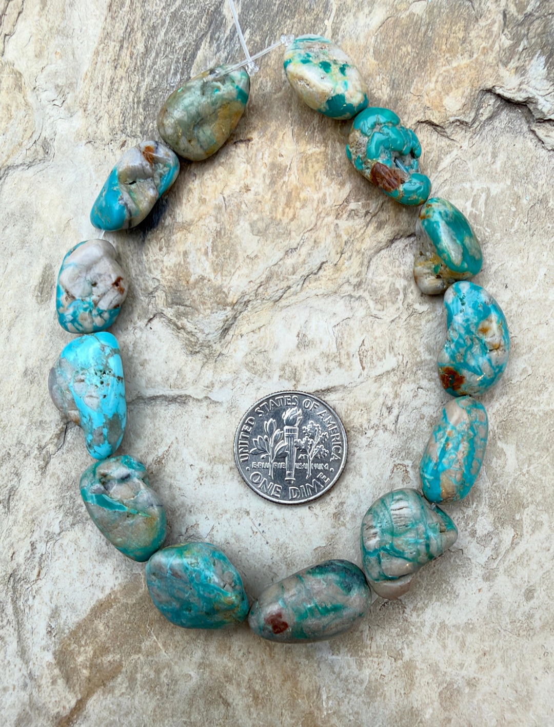 RARE Fox Turquoise (Nevada) Nugget Beads10x15-14x18mm 8