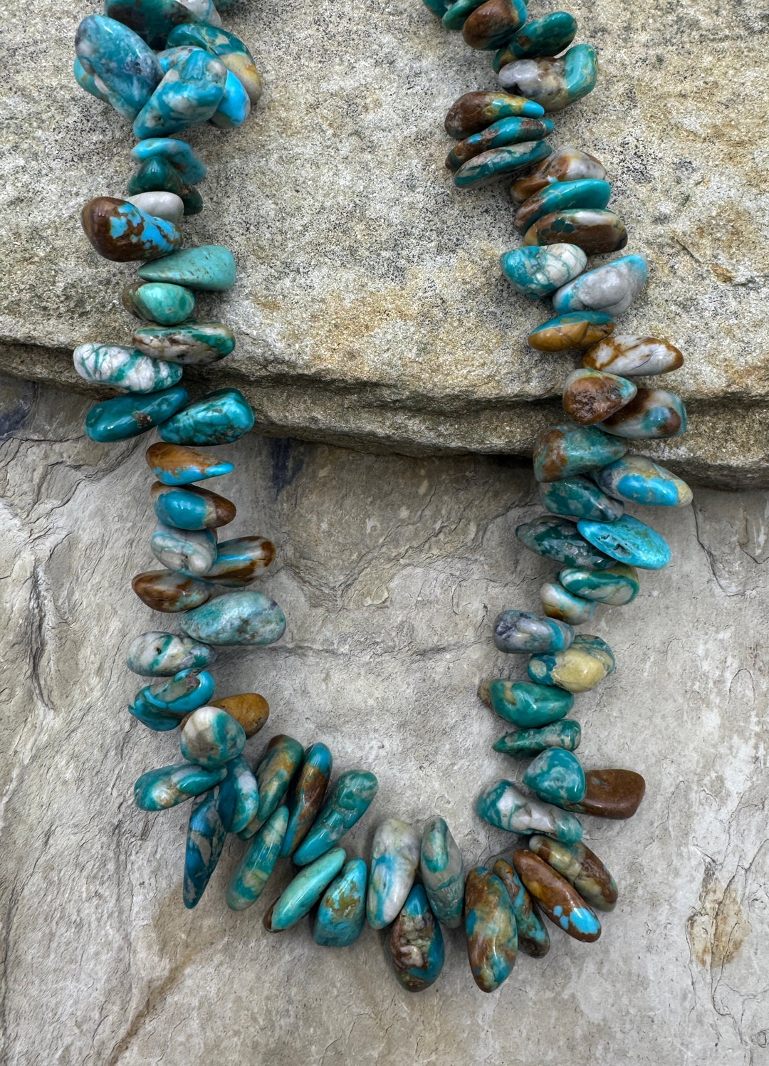 RARE Fox Turquoise (NV)8x15-9x18mm Long Nugget Bead Stand