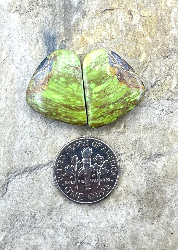 RARE Gaspeite (Canada) Dabochon Matched Pair 18x20mm