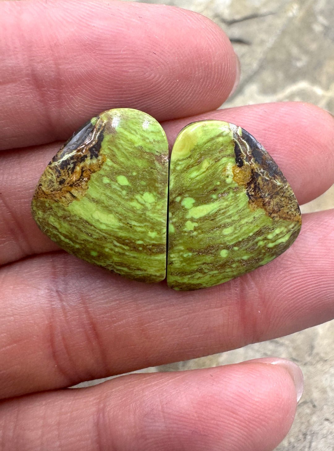 RARE Gaspeite (Canada) Dabochon Matched Pair 18x20mm