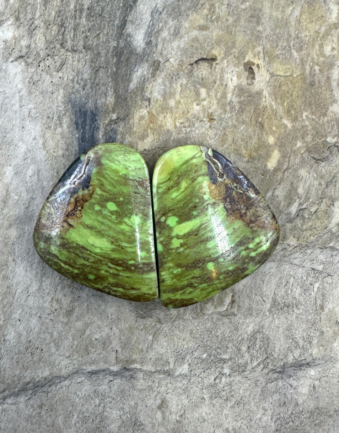 RARE Gaspeite (Canada) Dabochon Matched Pair 18x20mm
