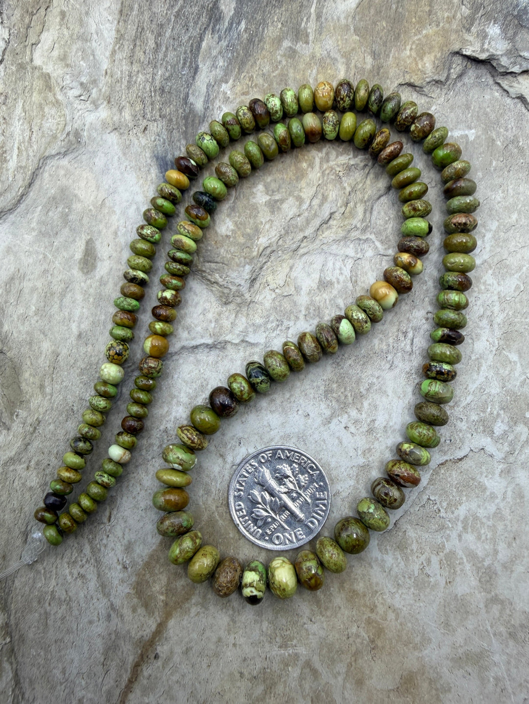 RARE Gaspeite (Canada) Graduated 4-7mm Rondelle Beads 16