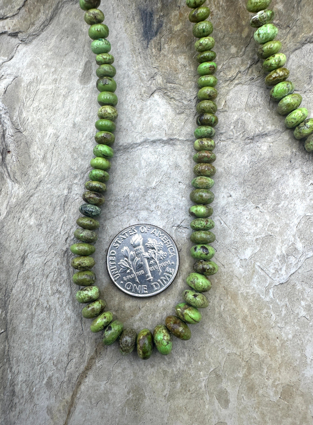 RARE Gaspeite (Canada) Graduated Rondelle Beads 4-7mm 16