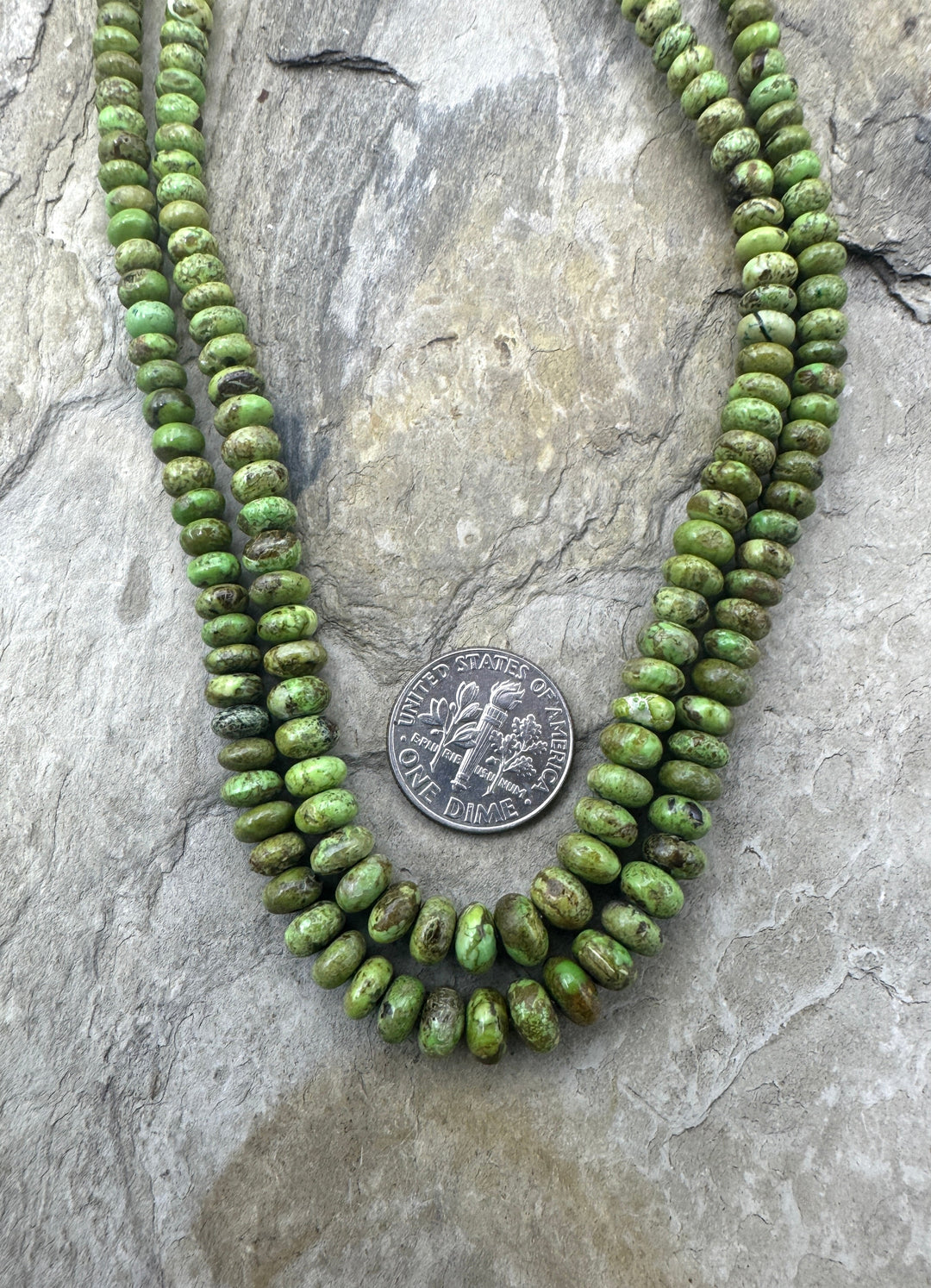 RARE Gaspeite (Canada) Graduated Rondelle Beads 4-7mm 16