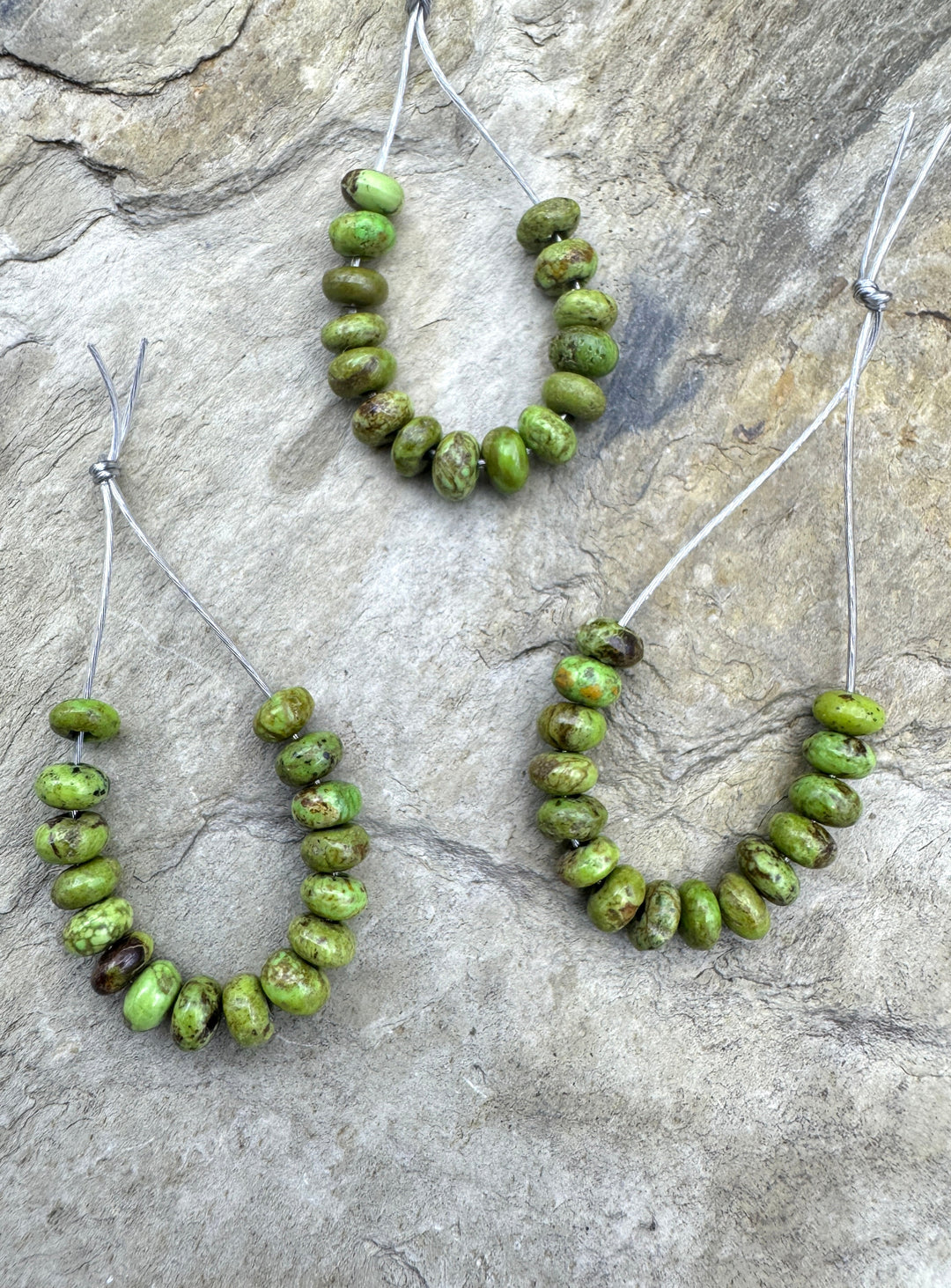 RARE Gaspeite (Canada) Graduated Rondelle Beads 4mm 15