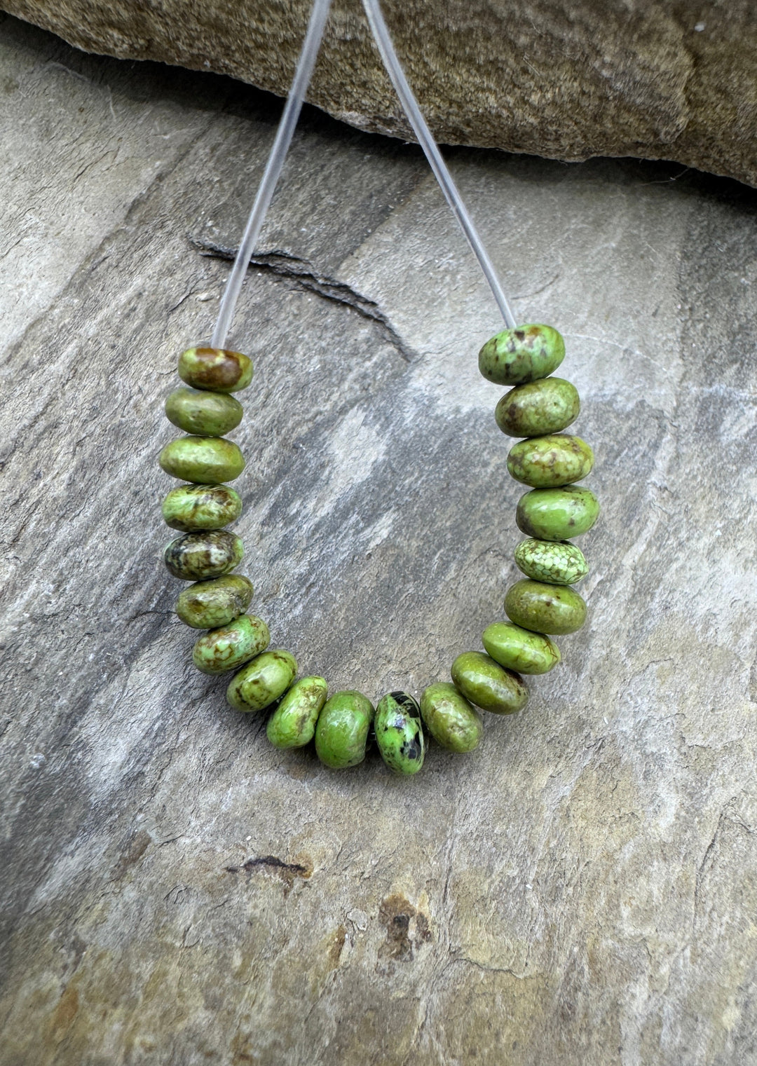 RARE Gaspeite (Canada) Graduated Rondelle Beads 4mm 20