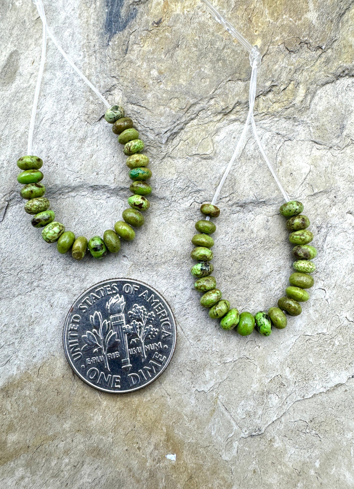 RARE Gaspeite (Canada) Graduated Rondelle Beads 4mm 20
