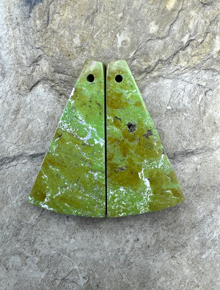 RARE Gaspeite (Canada) Matching Earring Slab Bead Pair