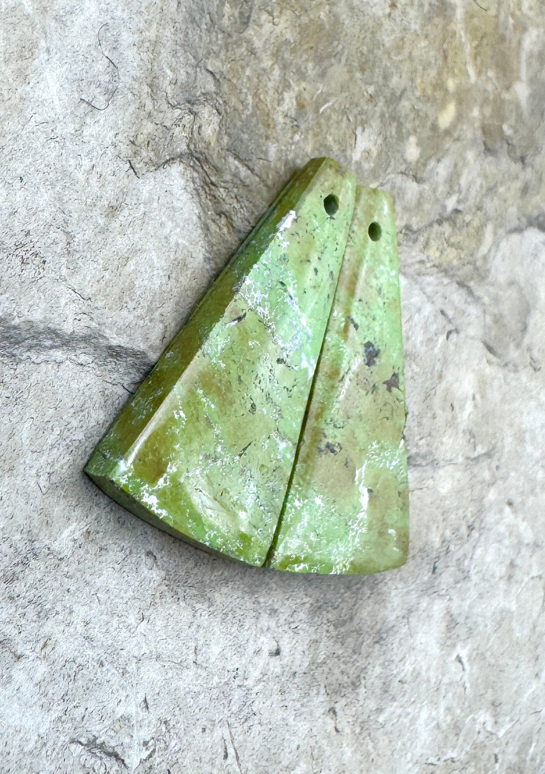 RARE Gaspeite (Canada) Matching Earring Slab Bead Pair
