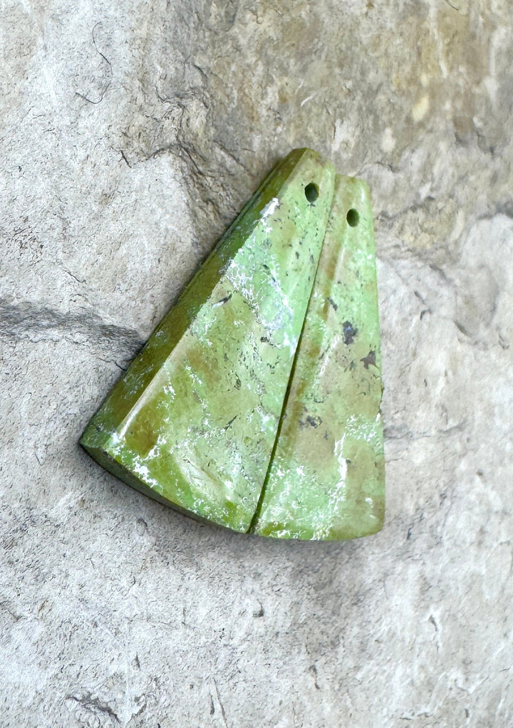 RARE Gaspeite (Canada) Matching Earring Slab Bead Pair