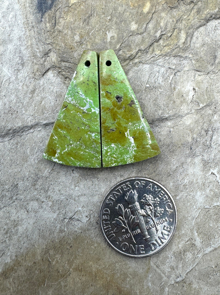 RARE Gaspeite (Canada) Matching Earring Slab Bead Pair