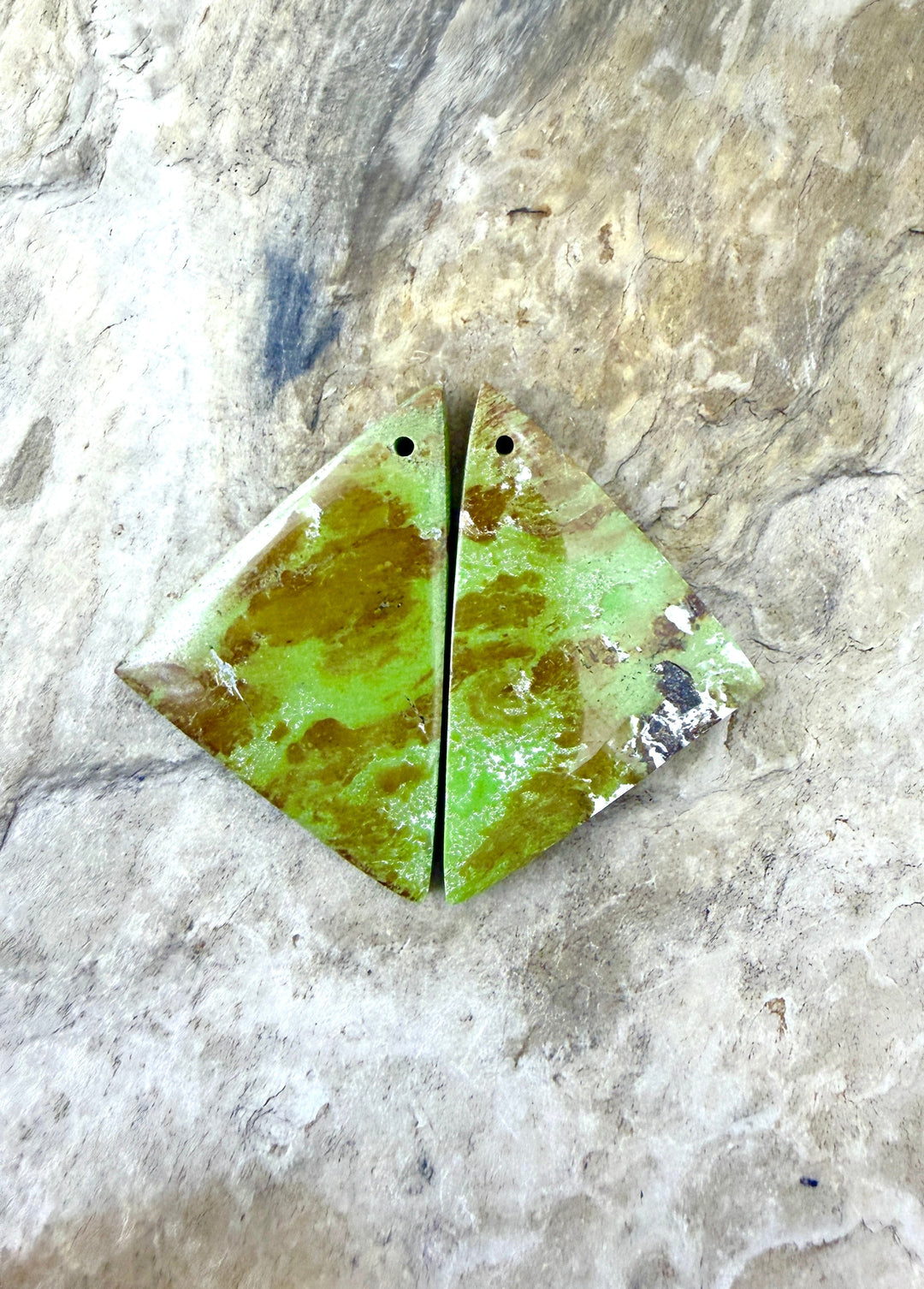 RARE Gaspeite (Canada) Matching Earring Slab Bead Pair