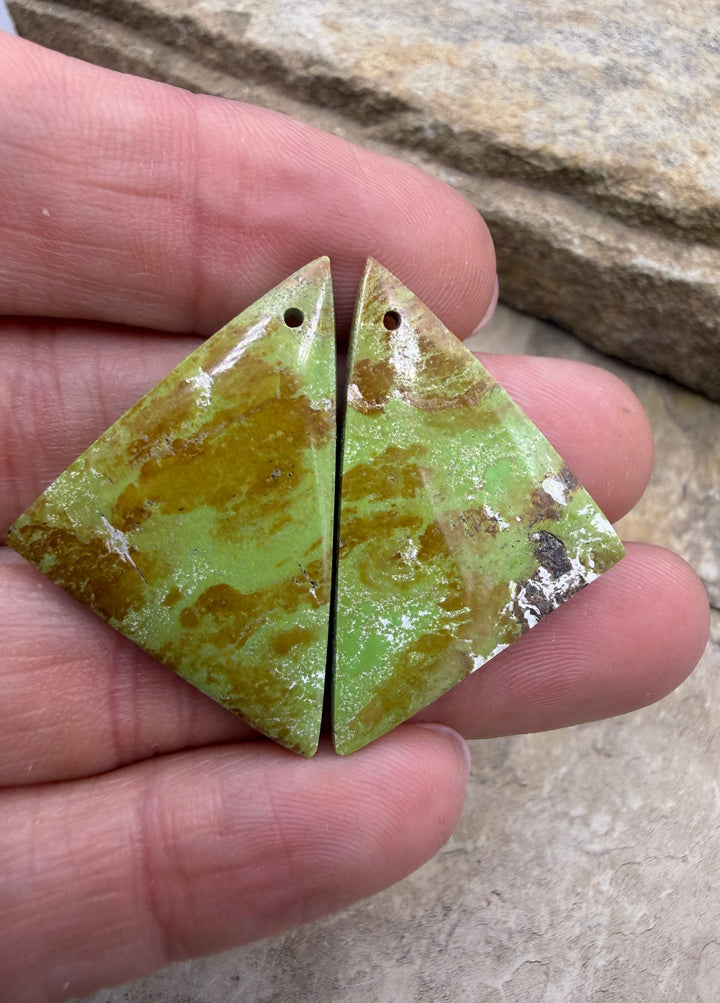 RARE Gaspeite (Canada) Matching Earring Slab Bead Pair