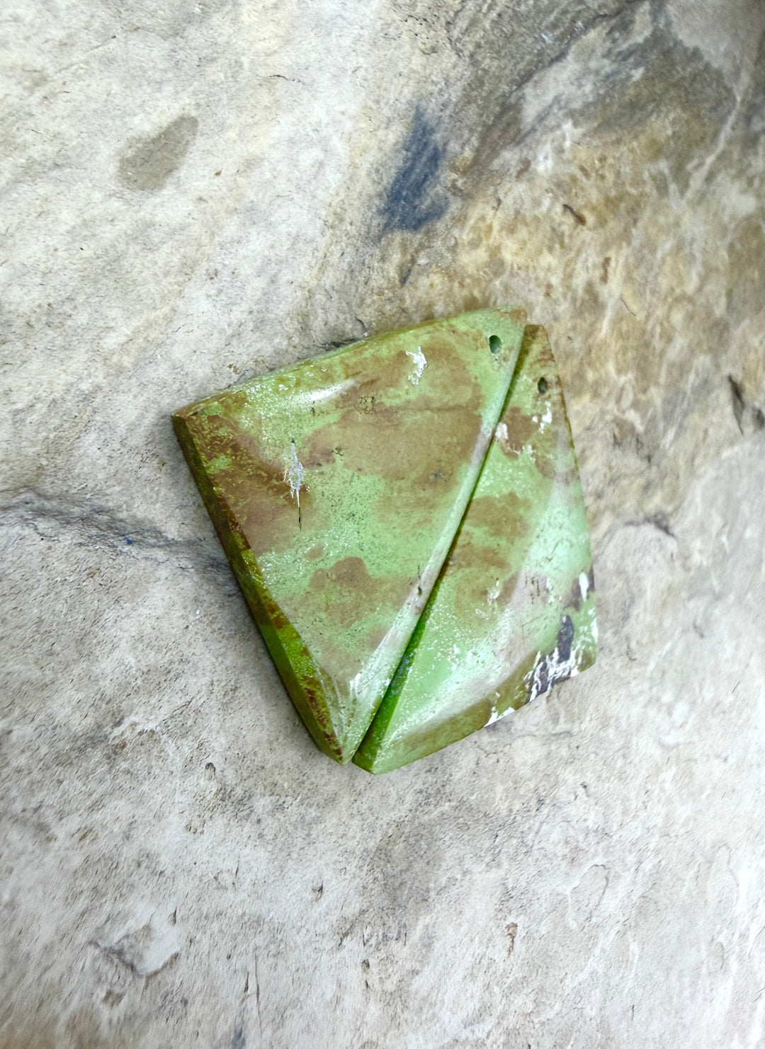 RARE Gaspeite (Canada) Matching Earring Slab Bead Pair
