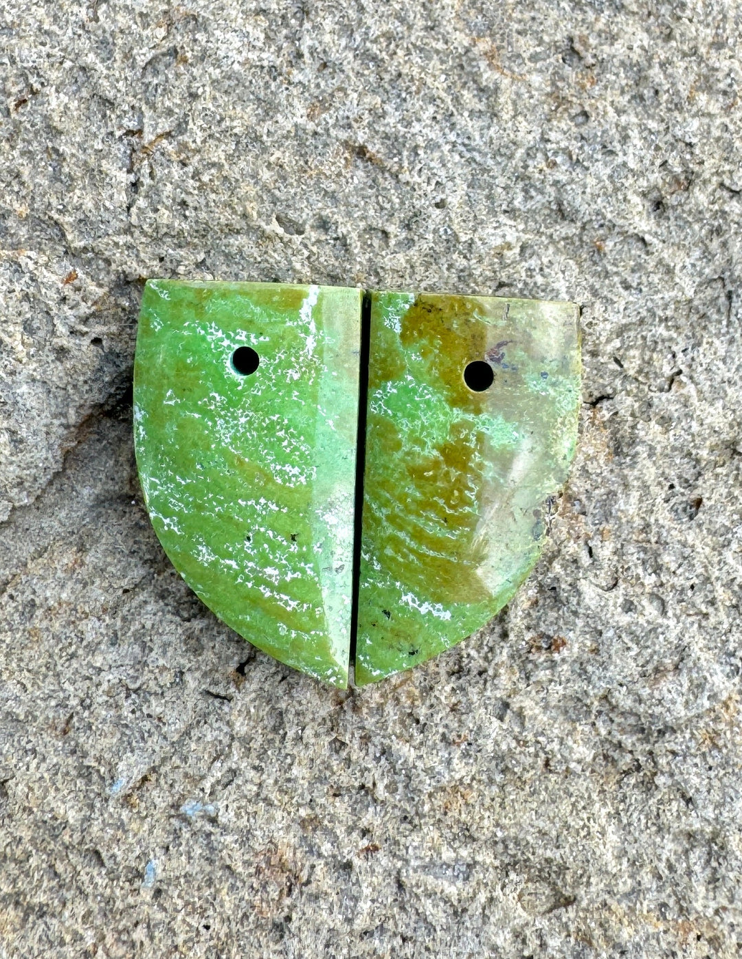 RARE Gaspeite (Canada) Matching Earring Slab Bead Pair