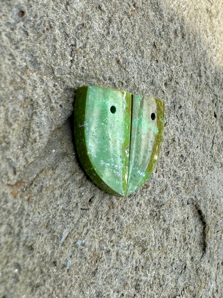 RARE Gaspeite (Canada) Matching Earring Slab Bead Pair