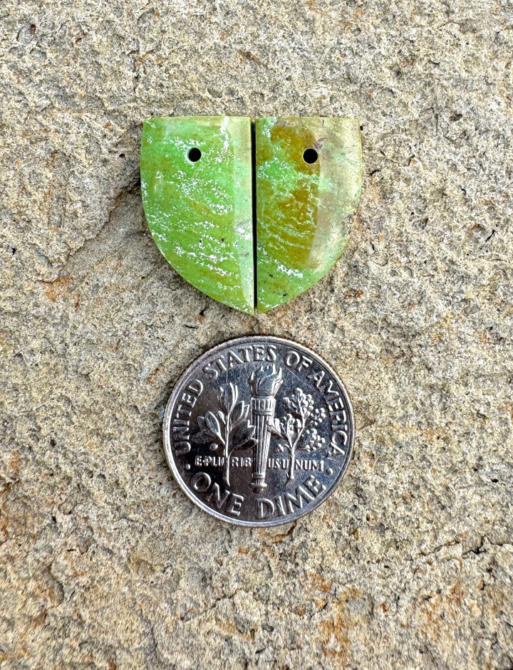 RARE Gaspeite (Canada) Matching Earring Slab Bead Pair