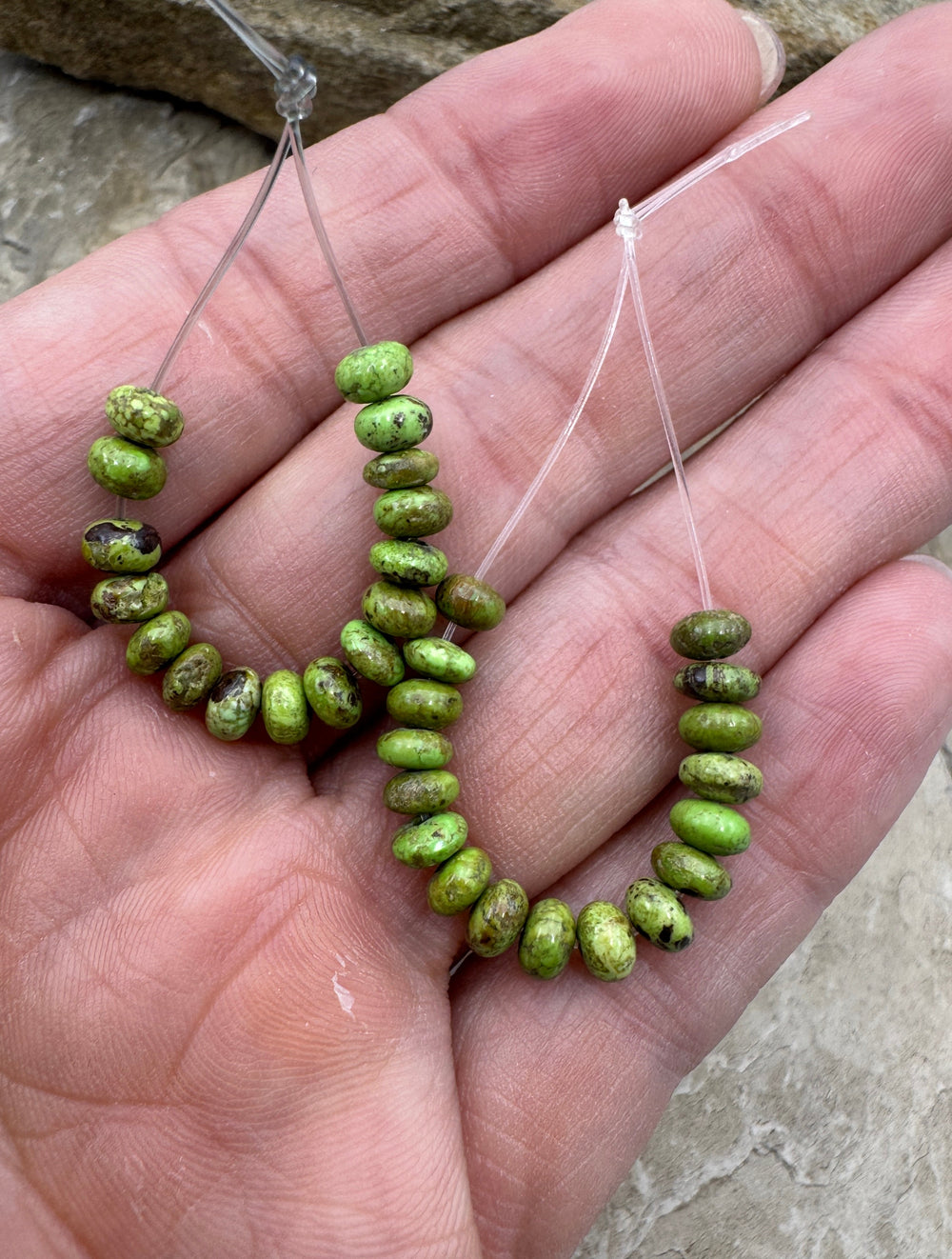 RARE Gaspeite (Canada) Rondelle Beads 5.5mm 16 Bead Mini