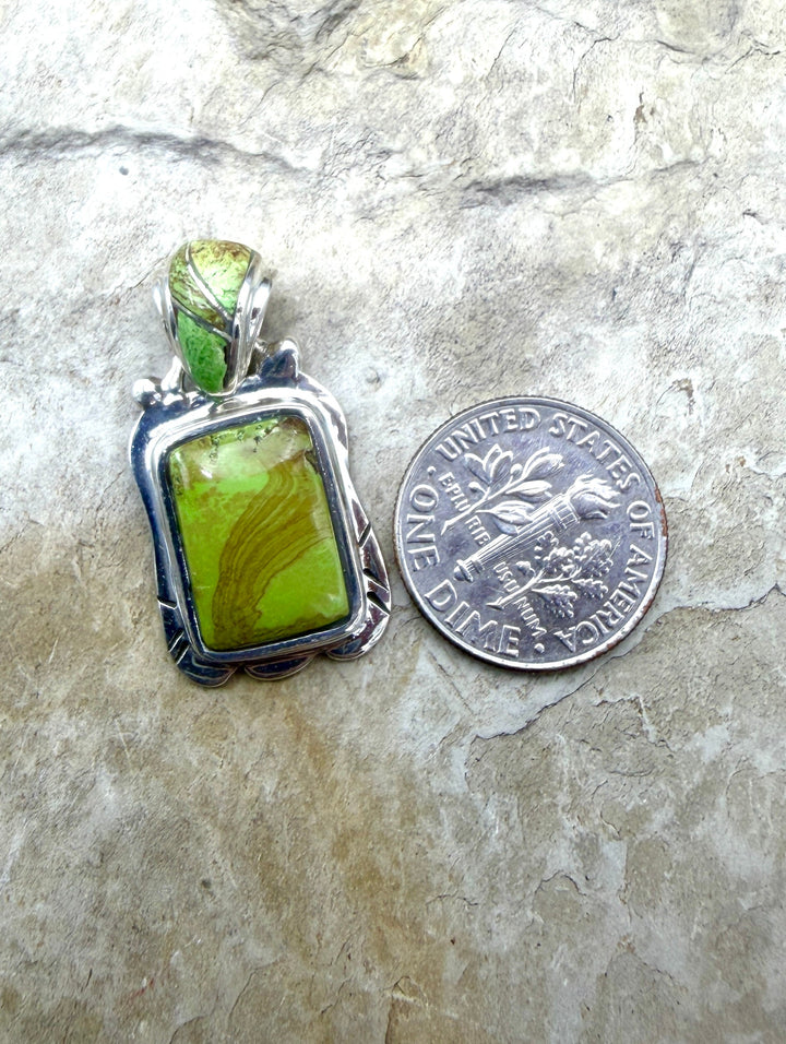 RARE Gaspeite (Canada) Sterling Silver Pendant