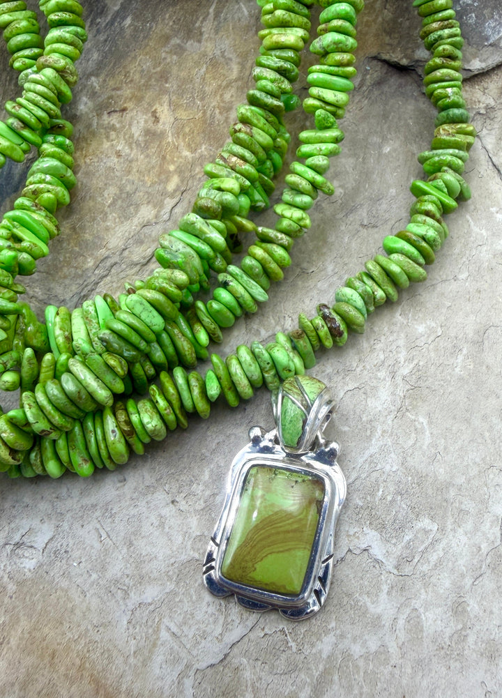 RARE Gaspeite (Canada) Sterling Silver Pendant