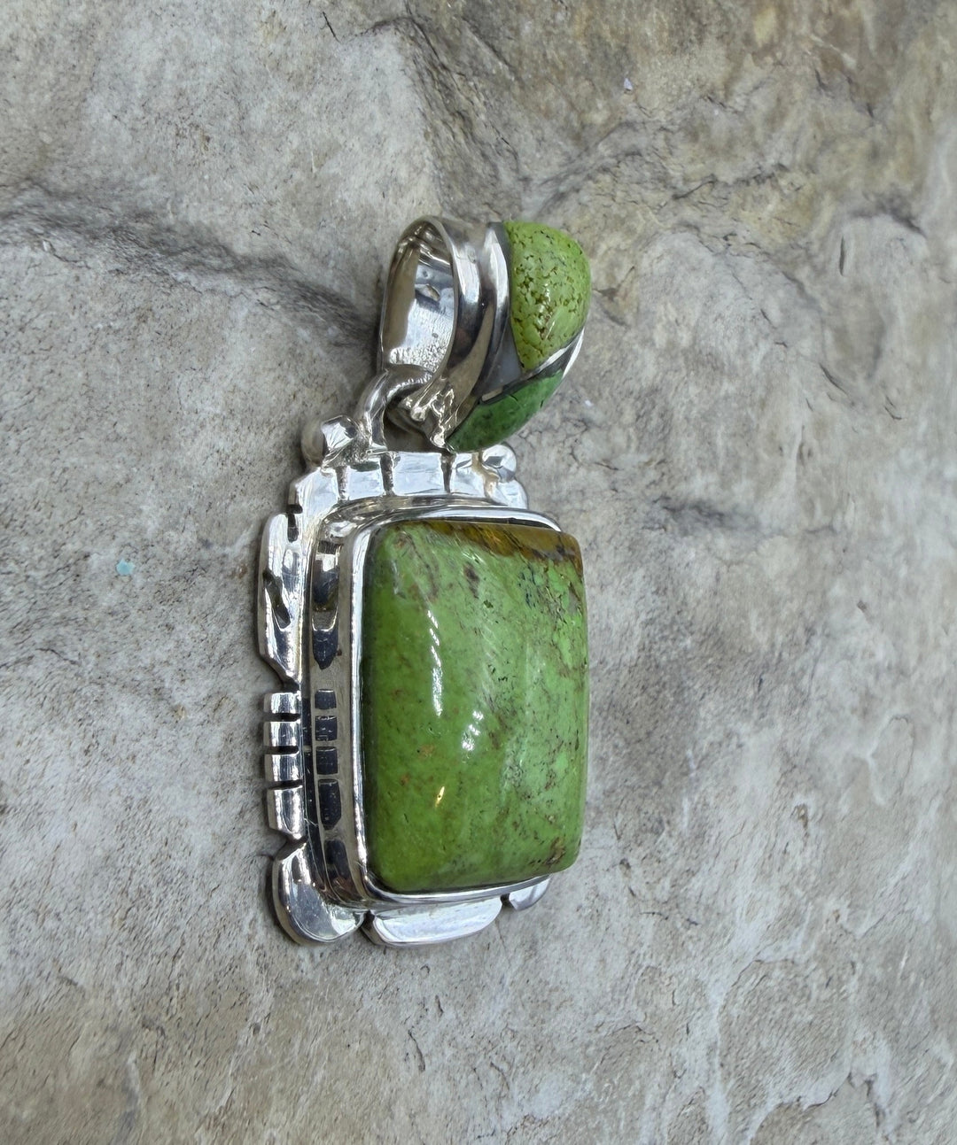 RARE Gaspeite (Canada) Sterling Silver Pendant